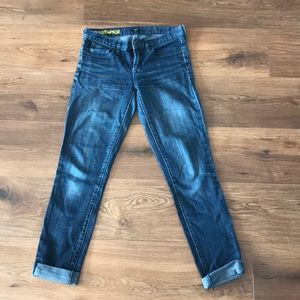 J crew toothpick jeans, medium wash.